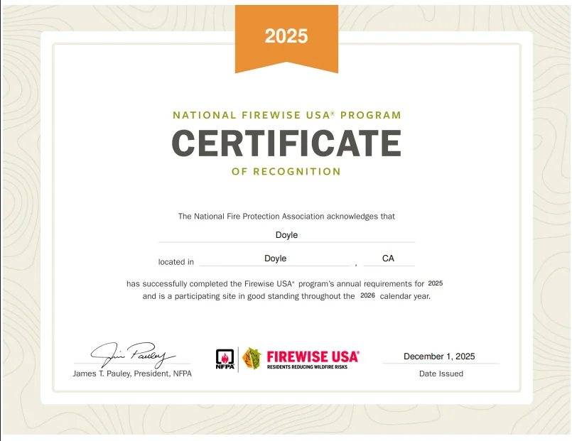 Doyle Firewise Recognition: 2025–2026