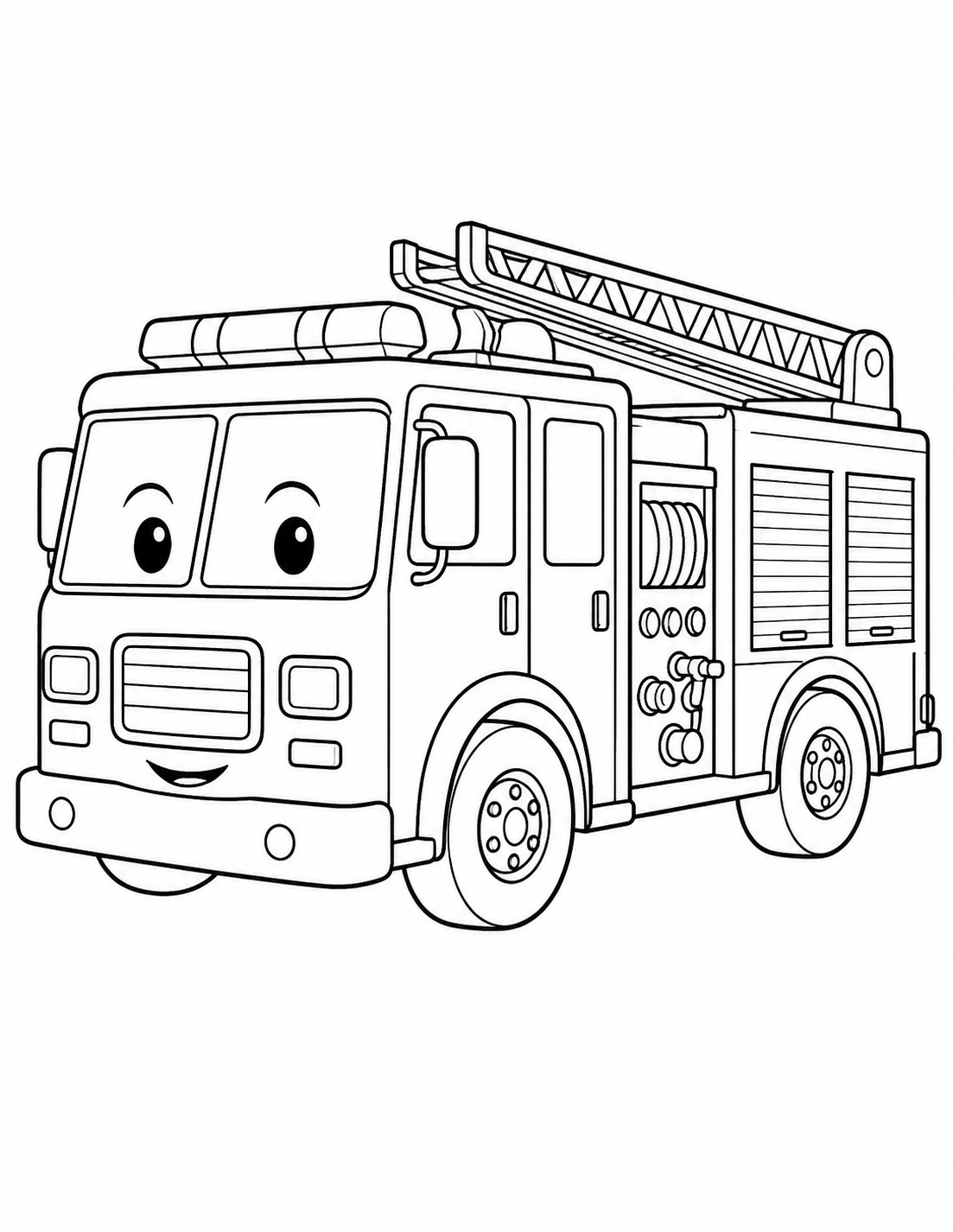 Color a Friendly Fire Truck printable preview